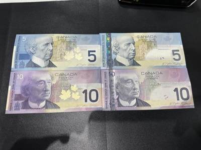 《外钞收藏家》第五百九十六期（精品大拍场）（本平台长期征集拍品、欢迎藏友们联系合作） - 加拿大之旅系列5/10元四张小套（内含有无全息条的两个版本，凑齐不易，绝品）