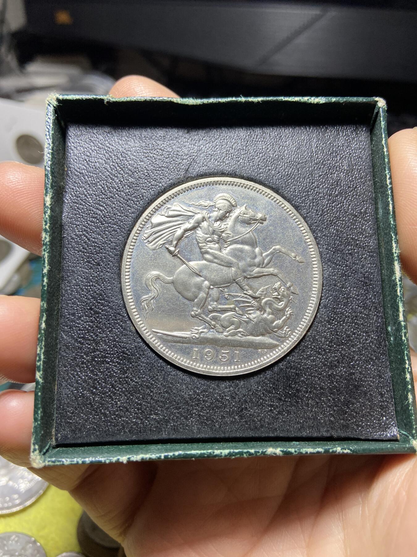 2025年第一百四十四场(总第一百七十场）品种丰富英国一线回流散币年末特拍场第一场(免佣金) 原盒绿盒说明书全–英国🇬🇧1951单年份5先令(乔治六世时期)