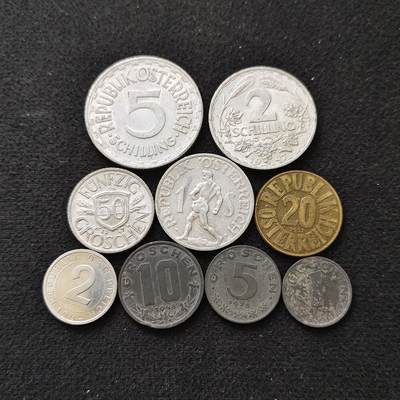 【全场包邮】纯粹捡漏拍488场（免费代拍第25场） - 奥地利1947-1975年各年份9枚套币