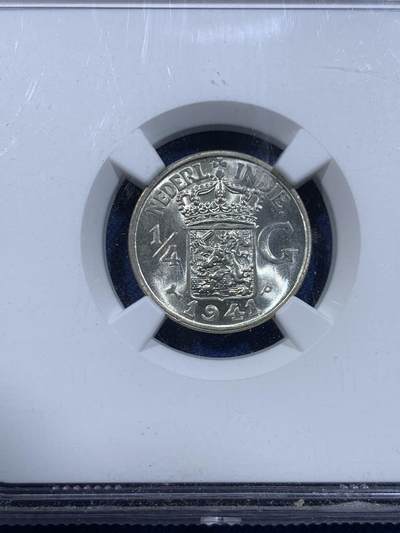 《竞宝斋》第449场 周日，周一，周二  3场连拍 （全场包邮，欢迎送拍） NGC MS65 东印度1941年1/4盾银币