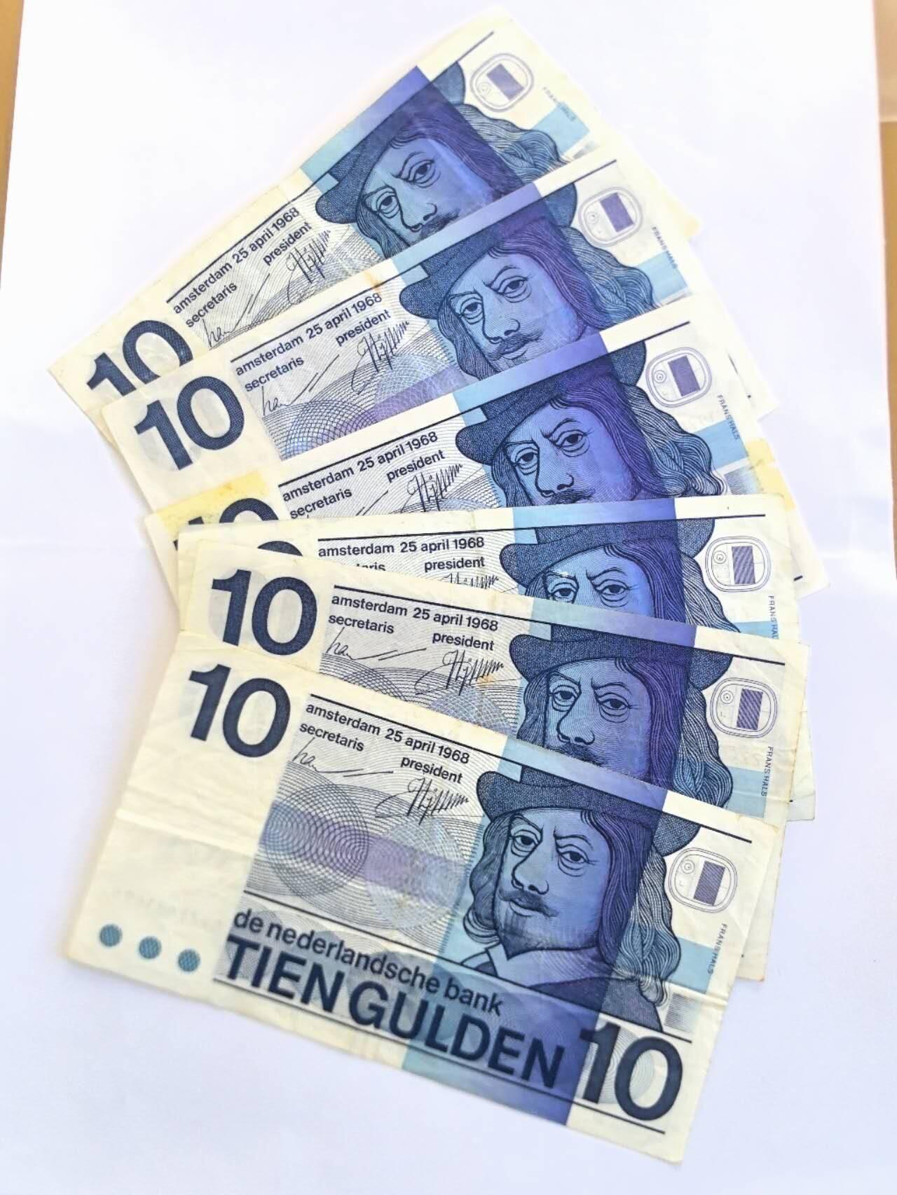 各国外币第104期 无佣金 荷兰10盾1968年 6张 8品