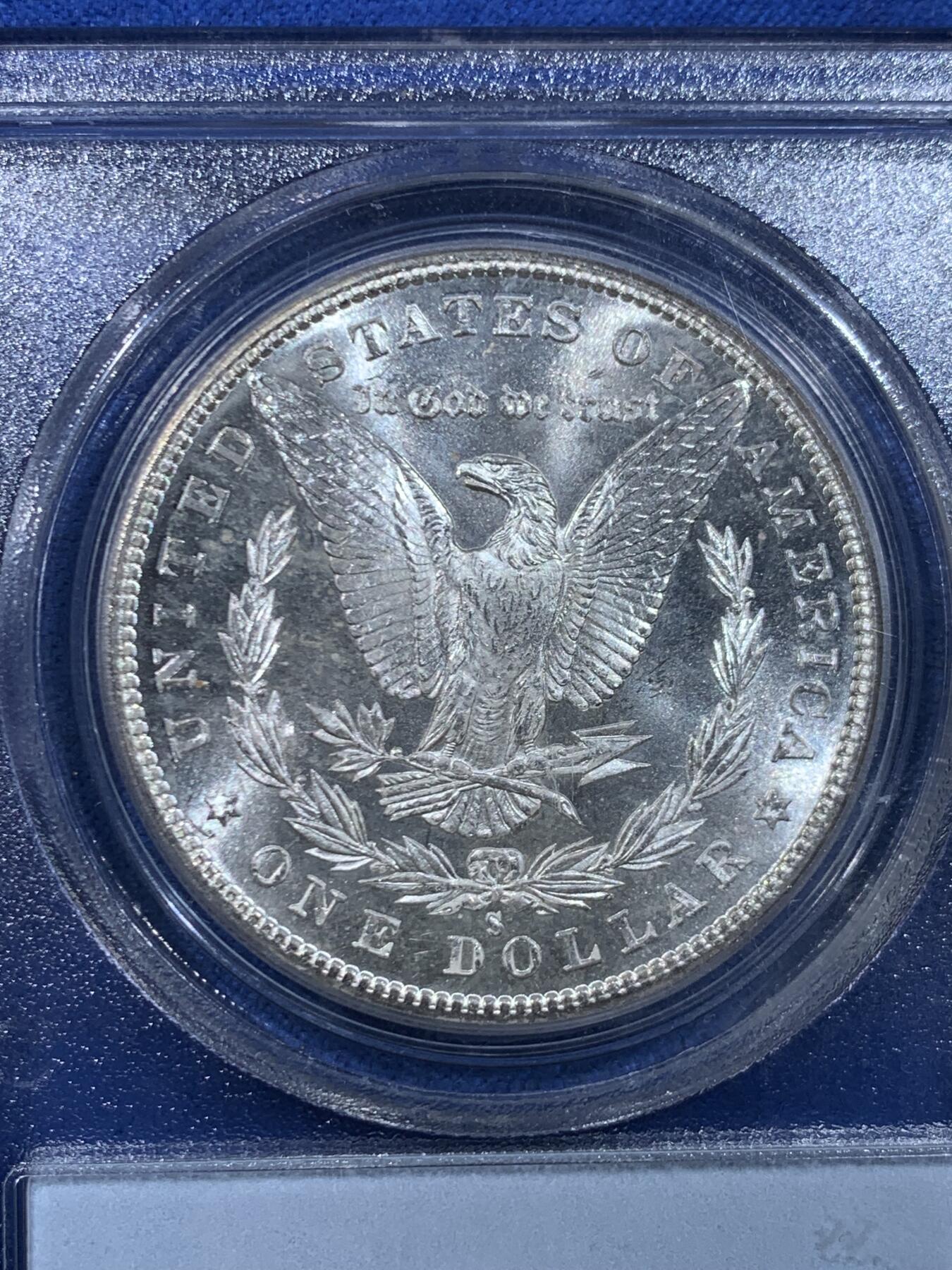 《竞宝斋》第449场 周日，周一，周二  3场连拍 （全场包邮，欢迎送拍） PCGS MS65 美国 1880-S 摩根 1美元银币
