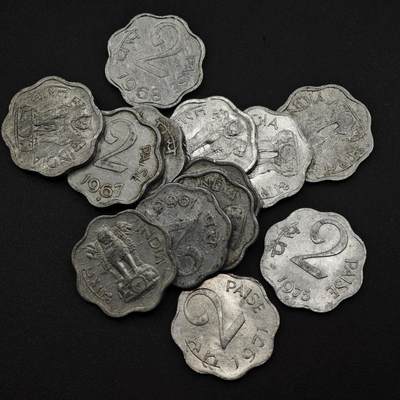 【淘币小摊】限时拍第八百三十五拍  散币批量币场  满百包邮可预留两周  周一统一发货  - 印度2派沙铝币13枚