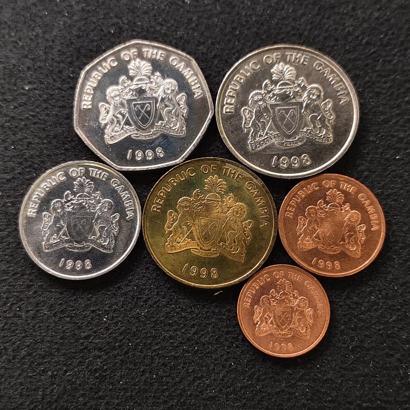 【全场包邮】纯粹捡漏拍488场（免费代拍第25场） 冈比亚1998年6枚套币