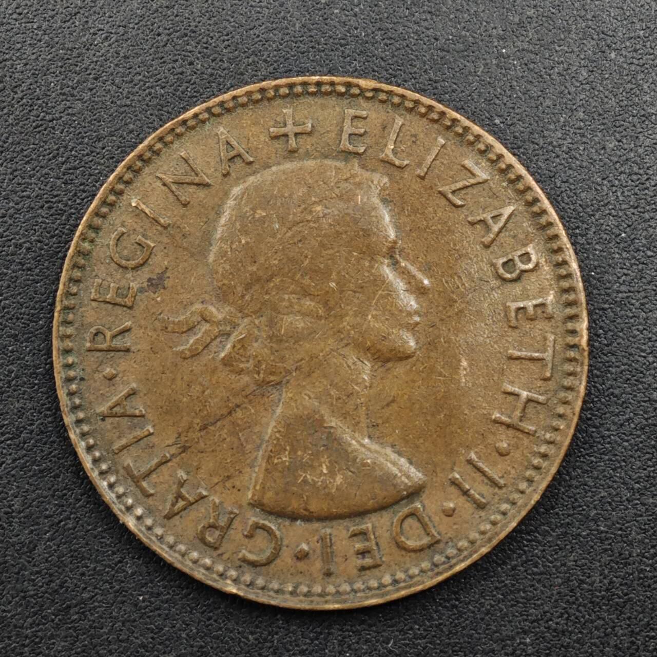 【淘币小摊】限时拍第八百三十五拍  散币批量币场  满百包邮可预留两周  周一统一发货  澳大利亚1953年伊丽莎白二世半便士铜币