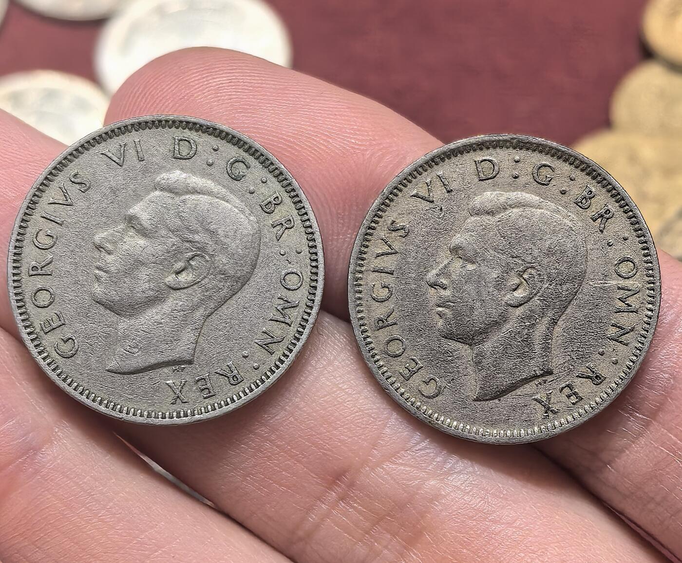 南宋泉阁俄币 外币 国币 专场第二十期 【送拍无额外佣金】 英国 1948/1949年 乔治六世1先令一对 通货好品 字口还可以 