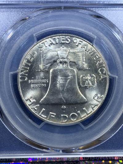 《竞宝斋》第449场 周日，周一，周二  3场连拍 （全场包邮，欢迎送拍） PCGS MS64 美国1960年富兰克林半美元银币