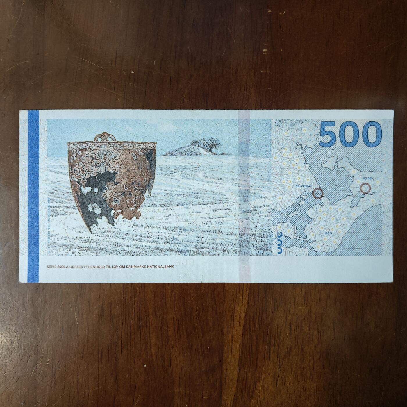 欧洲丹麦纸币500克朗 大桥 原图片