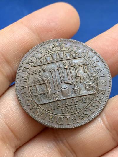 《竞宝斋》第449场 周日，周一，周二  3场连拍 （全场包邮，欢迎送拍） 法国国王亨利四世纪念铜章 18.05克 348mm 细节丰富 铸造时间不详 双面深打