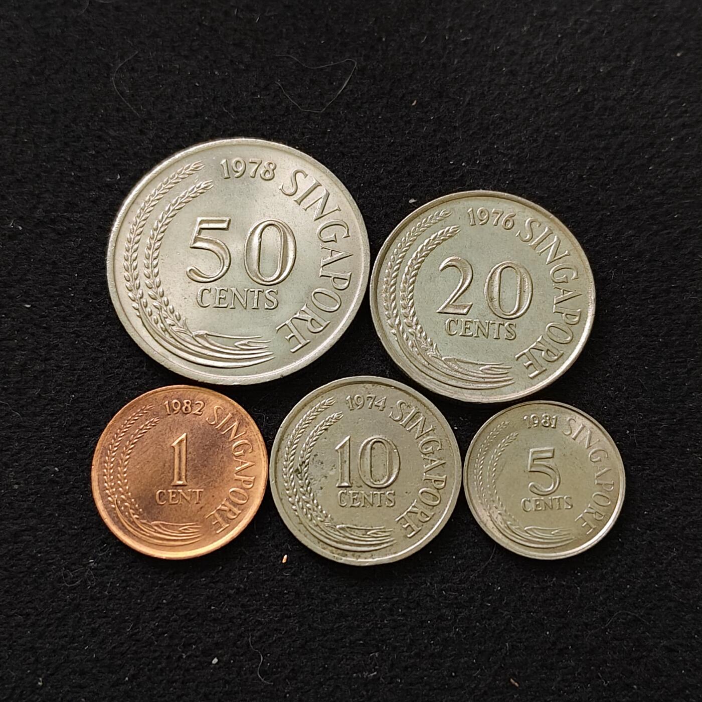 【全场包邮】纯粹捡漏拍488场（免费代拍第25场） 新加坡各年份首版5枚套币