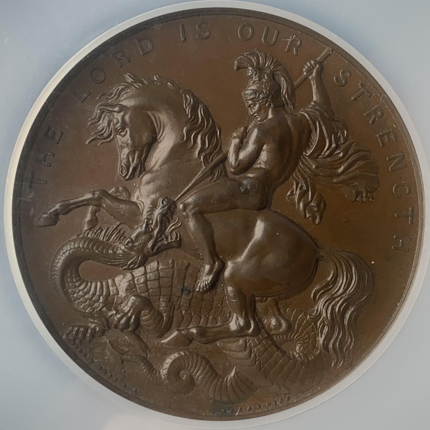 掌中浮雕-藏着的欧洲第047场 NGC MS63 : 英国皇家理工学院（摄政街309号）举办的工业展览会铜章，57mm