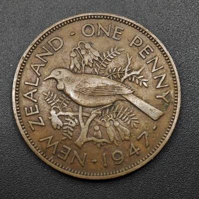 【淘币小摊】限时拍第八百三十五拍  散币批量币场  满百包邮可预留两周  周一统一发货  - 新西兰1947年乔治六世一便士铜币