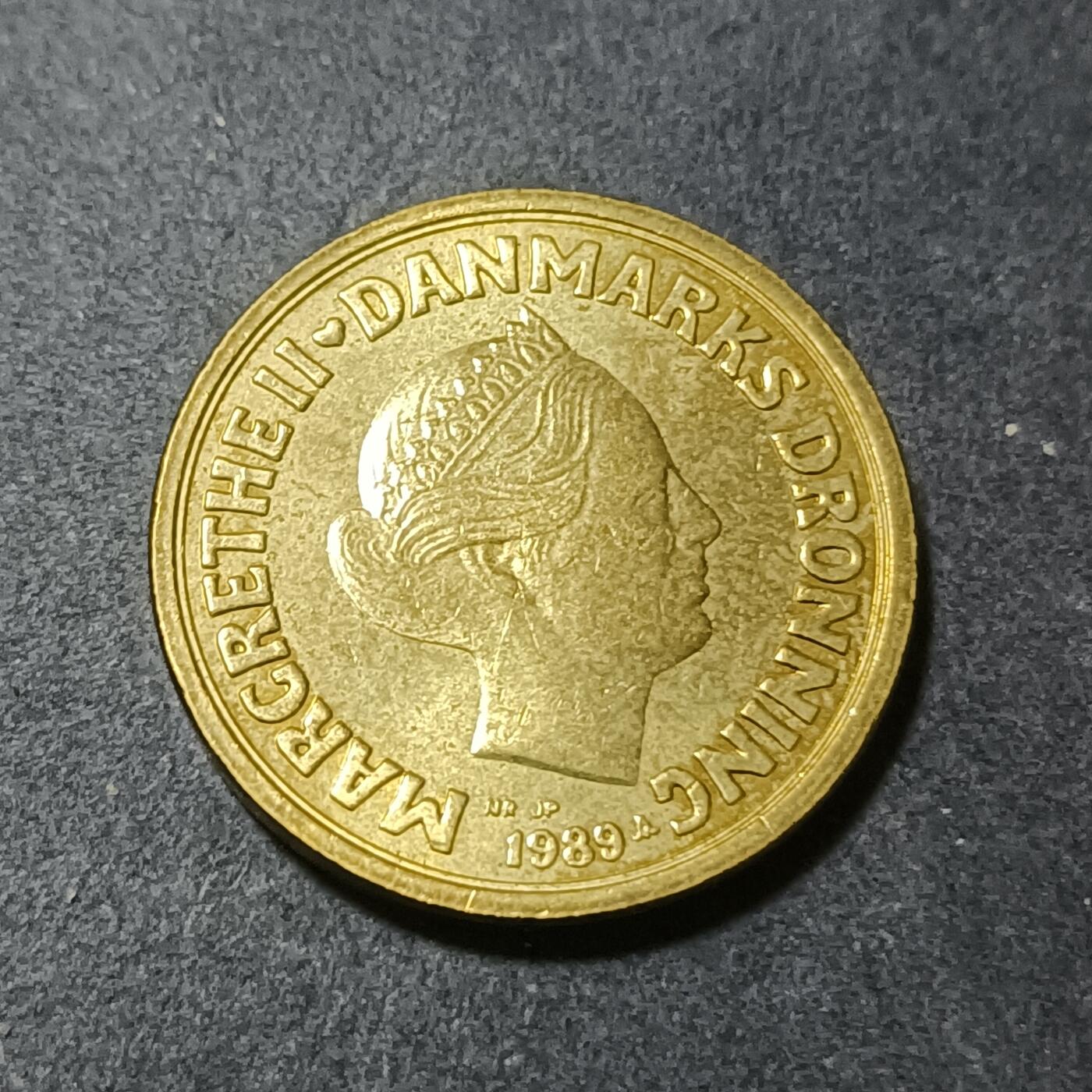 【游宝包邮场】蛇年第101期 世界各国纪念币 丹麦-10克朗 1989年 玛格丽特二世