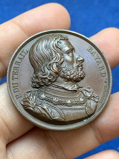 《竞宝斋》第449场 周日，周一，周二  3场连拍 （全场包邮，欢迎送拍） - 法国1822年巴亚尔纪念铜章 40.6克 41.1mm 高浮雕