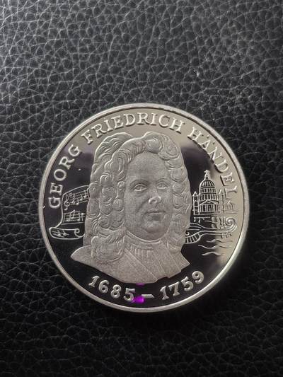 道一币馆币章第一百六十一场 - 安道尔1998年德国作曲家亨德尔10第纳尔精制银币 31.47g 925S 25000