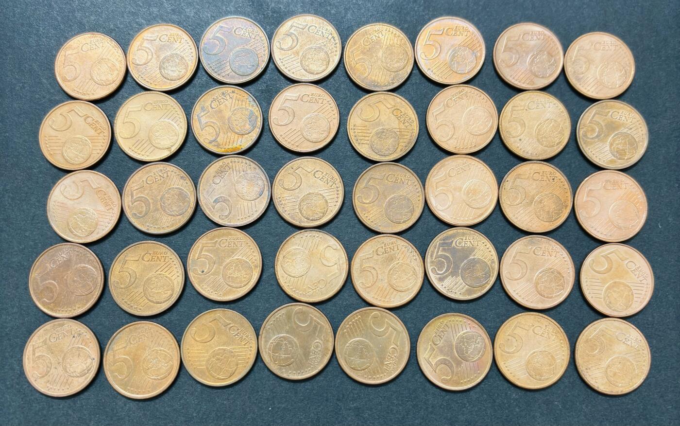 文馨钱币收藏第 286 场，圣诞节专场【 长期接收代拍品低至 0 佣金】 欧盟各国 5 欧分，原铜光几乎未流通