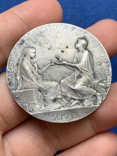 《竞宝斋》第449场 周日，周一，周二  3场连拍 （全场包邮，欢迎送拍） - 罗蒂作品 婚礼银章 永恒的爱情  31.8克 41.2mm 丰饶角1银标