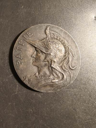 老王徽章第171期 - 法国公鸡头玛丽安娜镀银大铜章     大师波特作品     直径46mm     重量42.3g