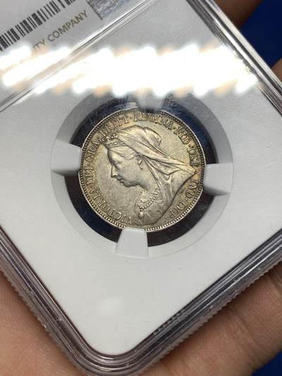 《竞宝斋》第449场 周日，周一，周二  3场连拍 （全场包邮，欢迎送拍） NGC AU55  英国1897年 维多利亚披纱1先令银币