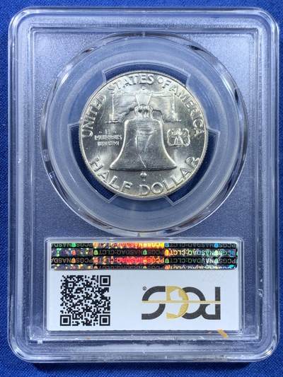 《竞宝斋》第449场 周日，周一，周二  3场连拍 （全场包邮，欢迎送拍） PCGS MS64 美国1960年富兰克林半美元银币