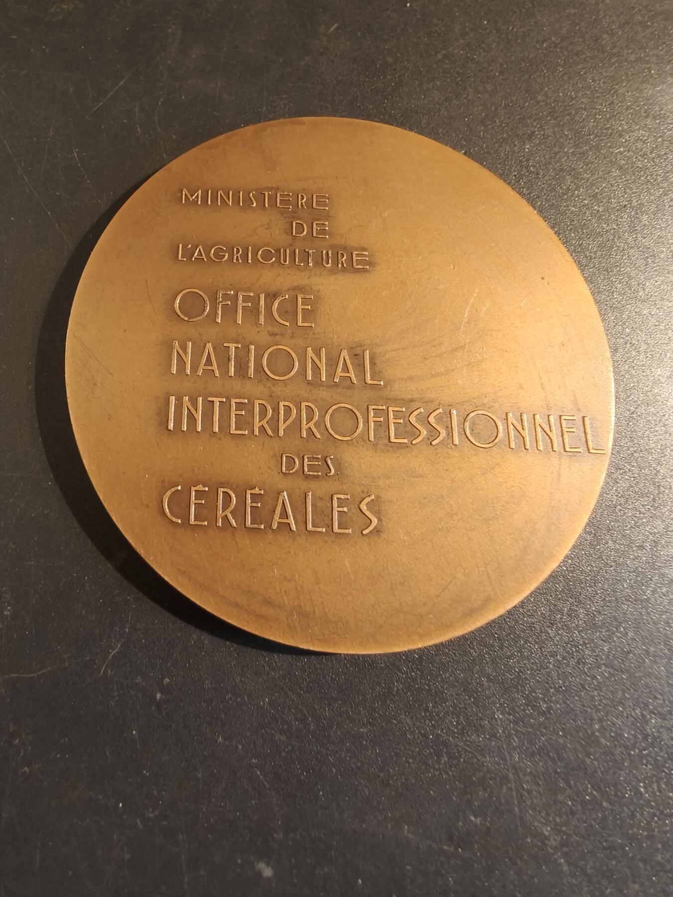 老王徽章第171期 法国农业部谷物行业协会大铜章     直径68mm    重量127.2g