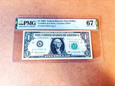 【Blue Auction】世界纸币精拍第766期——18级TOP拍卖/信誉/品质/专业/高效💫 - 美国 1963年1美金 PMG67EPQ