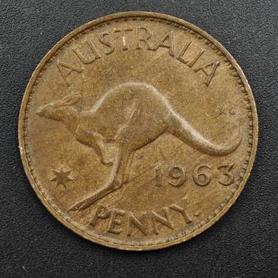 【淘币小摊】限时拍第八百三十五拍  散币批量币场  满百包邮可预留两周  周一统一发货  - 澳大利亚1963年伊丽莎白二世一便士铜币