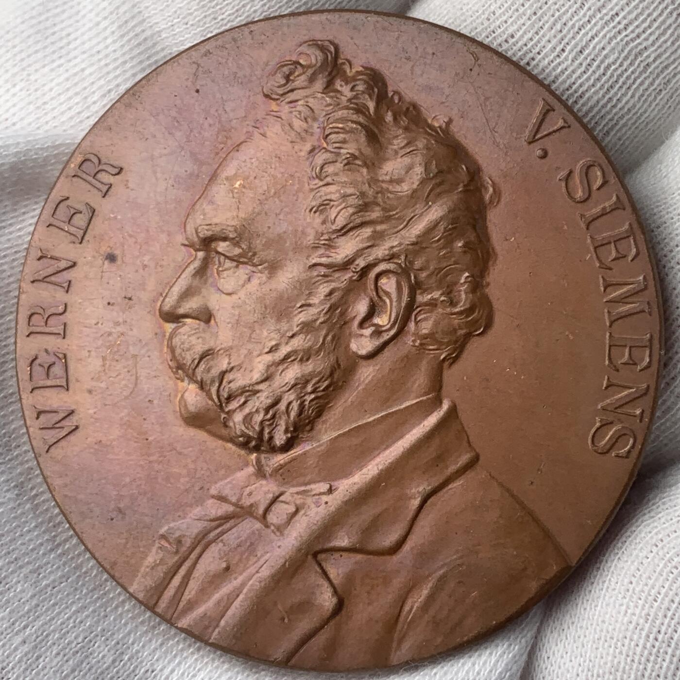 掌中浮雕-藏着的欧洲第047场  1897年德国西门子公司成立50周年纪念铜章，50mm