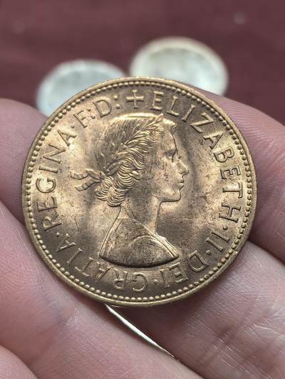 南宋泉阁俄币 外币 国币 专场第二十期 【送拍无额外佣金】 - 英国 1967年 伊丽莎白二世1便士 卷拆品相 未流通 双面转光 极品