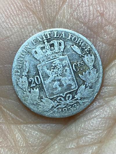 2025年第一百四十一场(总第一百六十七场）品种丰富英国一线回流散币年末特拍场第一场(免佣金) - 少见品种–比利时🇧🇪1853年20分银币(利奥波德一世第一版，仅发行3年，900高银)