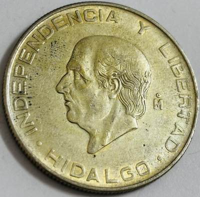 文馨钱币收藏第 286 场，圣诞节专场【 长期接收代拍品低至 0 佣金】 - 原光黄油底 1956 年墨西哥 5 比索大银币，18 克 720 银