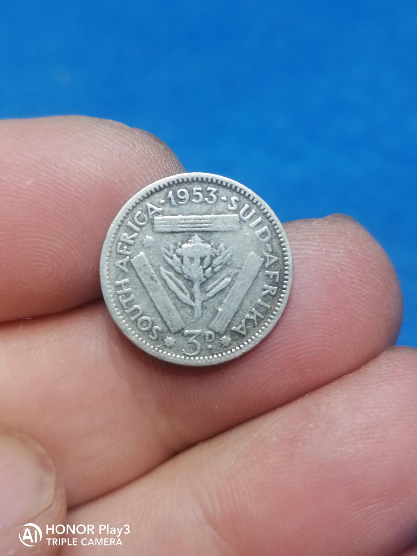 英殖南非1953年1/4便士银币（6108）