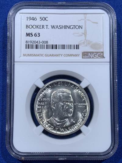 《竞宝斋》第450场 周日，周一，周二  3场连拍 （全场包邮，欢迎送拍） - NGC MS63 美国1946年50美分纪念币 值得入手把玩