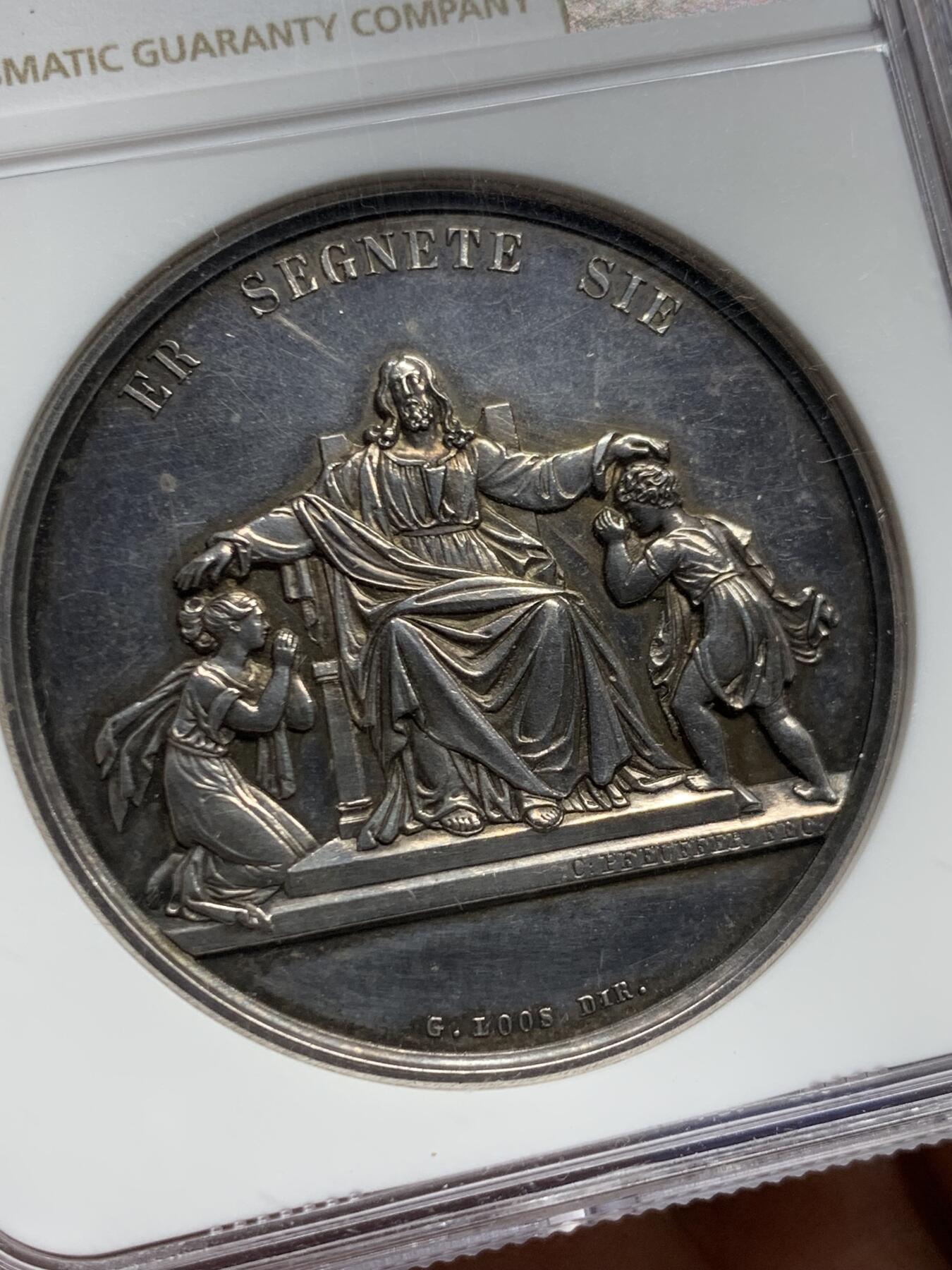 《竞宝斋》第450场 周日，周一，周二  3场连拍 （全场包邮，欢迎送拍） NGC UNCD 1830年德国柏林坚信礼银章