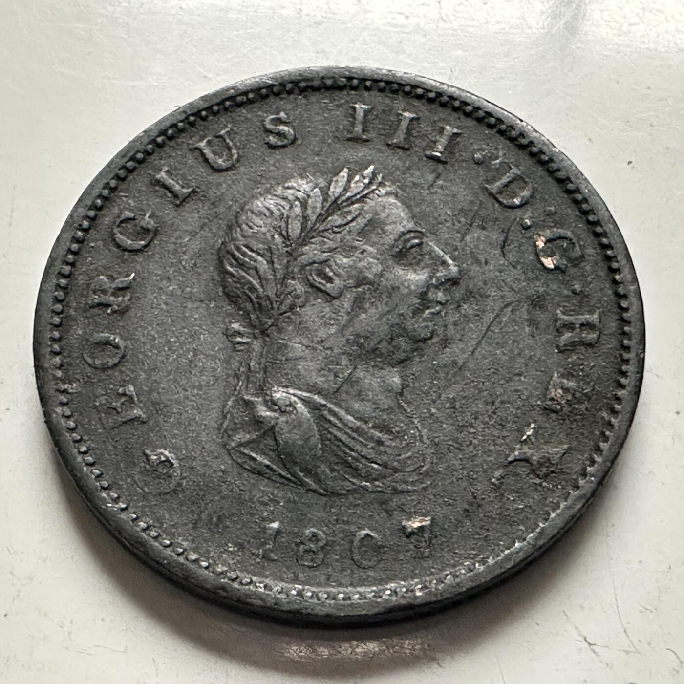 🌹外币初藏🌹🐯2025年第144场  每周二四六晚8️⃣点 接代拍 英国1807年乔治三世半便士 少见好品 图案细节相当清晰