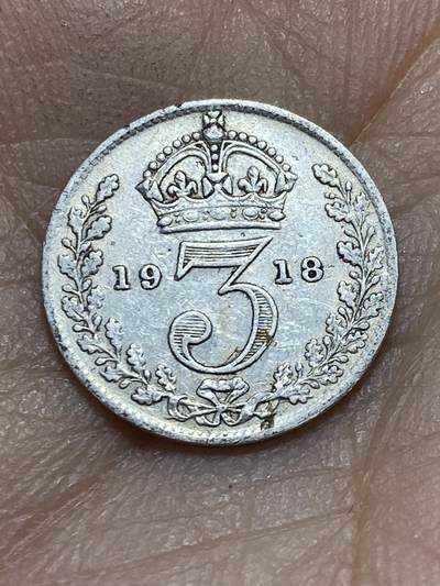 2025年第一百四十五场(总第一百七十一场）高品质英国一线回流散币年末特拍场第二场(免佣金) - 英国🇬🇧1918年3便士银币(乔治五世第一版，925高银)