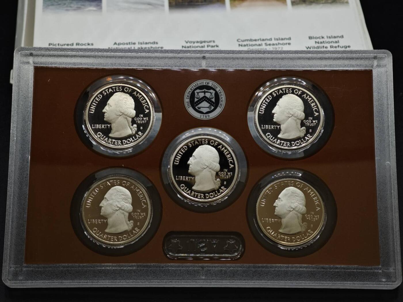 【淘币小摊】实时拍第八百三十六拍   银币套币场   满百包邮可预留二周 每周一统一发货   美国2018年公园币5枚精制套币原盒原证