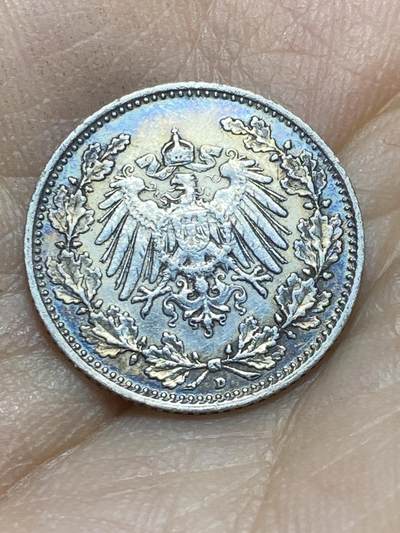 2025年第一百四十五场(总第一百七十一场）高品质英国一线回流散币年末特拍场第二场(免佣金) - 德意志帝国1907年1/2马克银币(威廉二世时期，D标慕尼黑造，900高银)