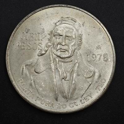 【淘币小摊】实时拍第八百三十六拍   银币套币场   满百包邮可预留二周 每周一统一发货   - 墨西哥1978年100比索银币 重27.8克720银 银价304