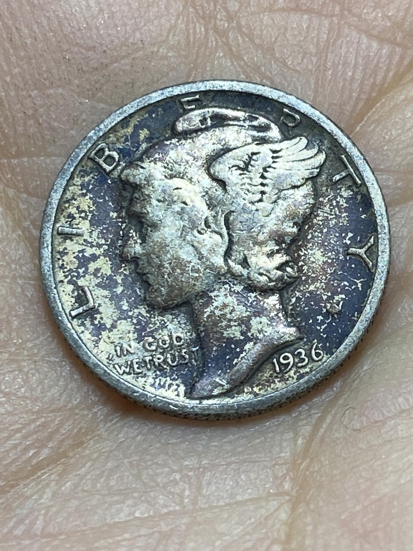 2025年第一百四十五场(总第一百七十一场）高品质英国一线回流散币年末特拍场第二场(免佣金) 美国🇺🇸1936年1角银币(墨丘利1角，900高银)