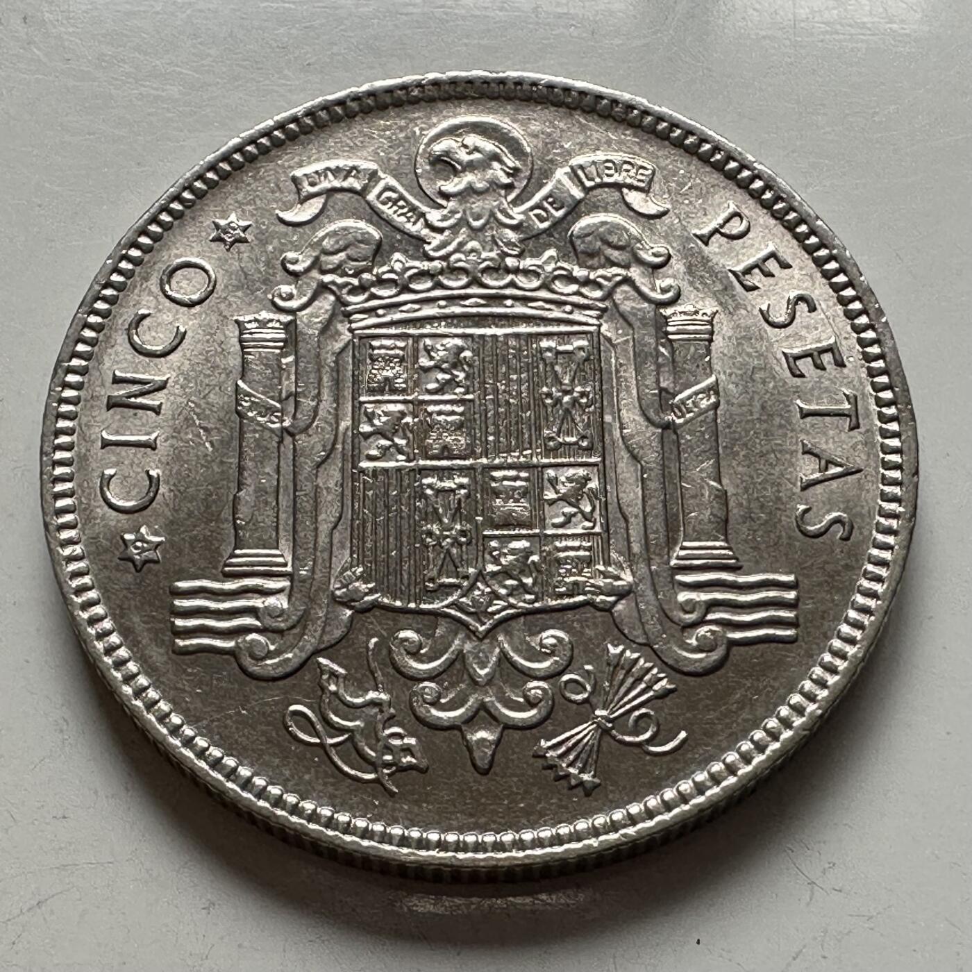 🌹外币初藏🌹🐯2025年第144场  每周二四六晚8️⃣点 接代拍 西班牙1949年五比塞塔 大币