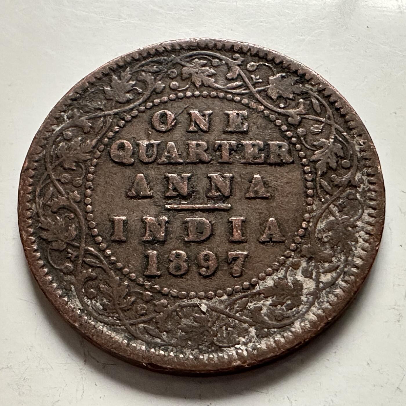 🌹外币初藏🌹🐯2025年第144场  每周二四六晚8️⃣点 接代拍 印度1897年1/4安娜铜币