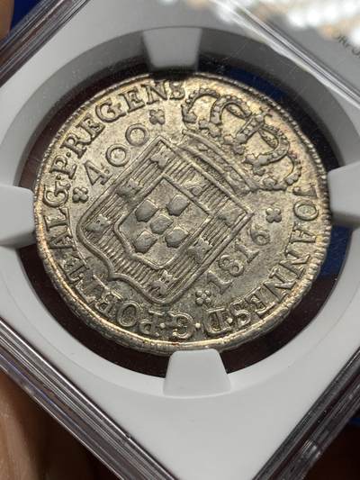 NGC MS64 葡萄牙 1816年 400R 若昂六世十字银币 本土最大面值 原味包浆 高分在这种大面值主币种出现非常难得