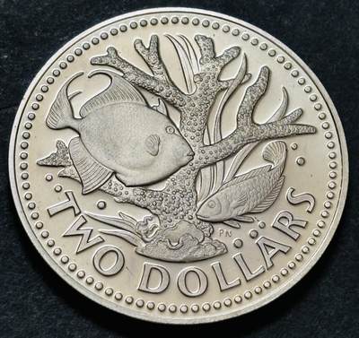 文馨钱币收藏第 286 场，圣诞节专场【 长期接收代拍品低至 0 佣金】 - 全新 1973 年巴巴多斯珊瑚鱼 2 元精制币