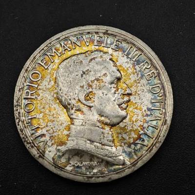 【淘币小摊】实时拍第八百三十六拍   银币套币场   满百包邮可预留二周 每周一统一发货   - 意大利1916年马车2里拉银币五彩包浆