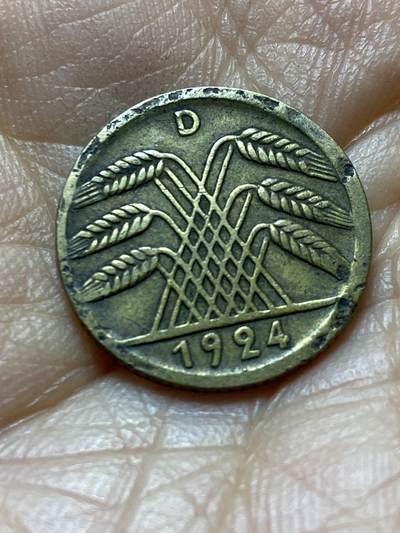 2025年第一百四十五场(总第一百七十一场）高品质英国一线回流散币年末特拍场第二场(免佣金) - 德意志魏玛共和国1924年5芬尼(RENTEN地产抵押马克，D标慕尼黑造)