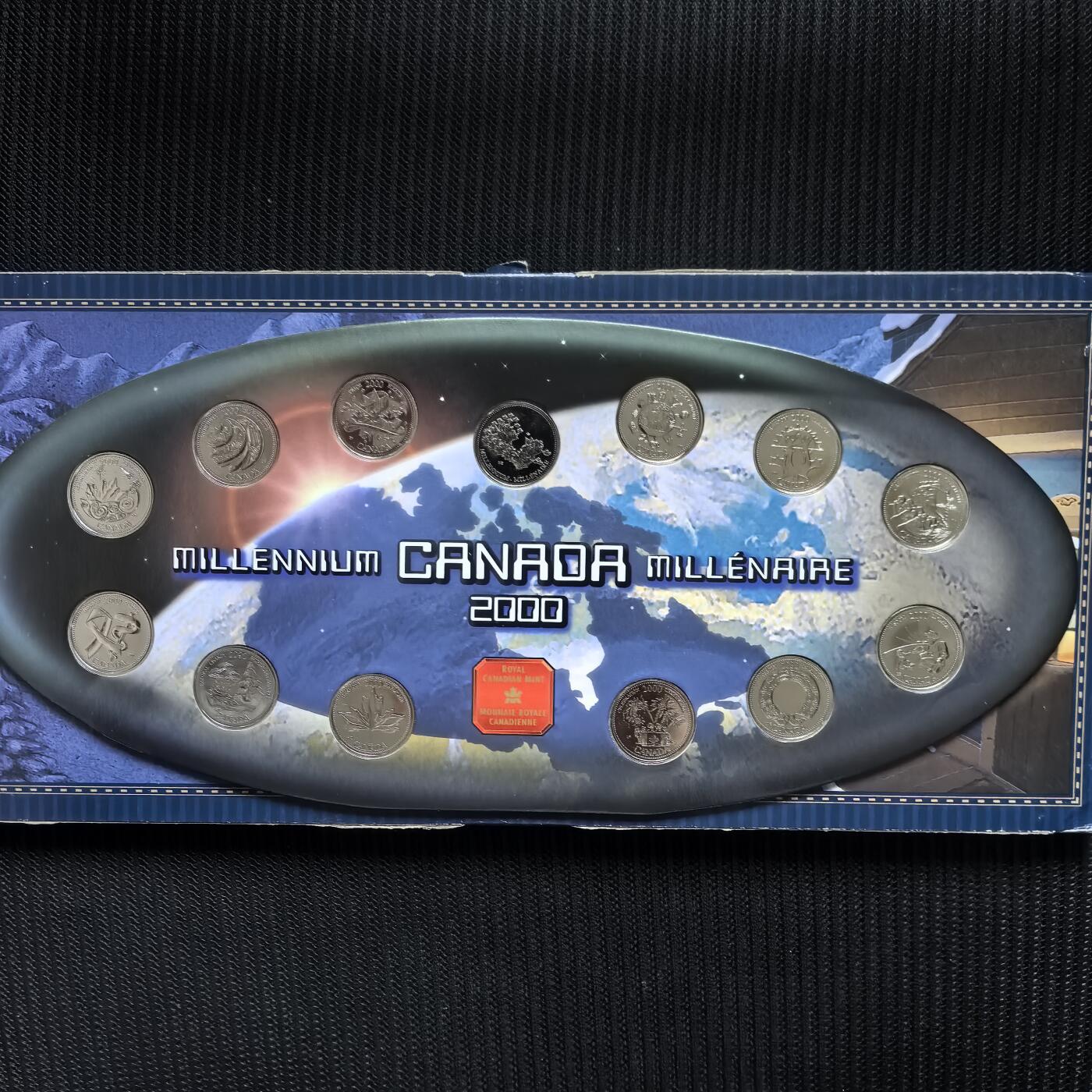 道一币馆币章第一百六十场 原盒 加拿大2000年进入千禧年25分纪念币13枚套装