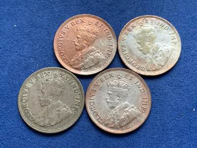 《竞宝斋》第450场 周日，周一，周二  3场连拍 （全场包邮，欢迎送拍） - 四枚一组 英属东非1922/1924年1先令银币 低银版