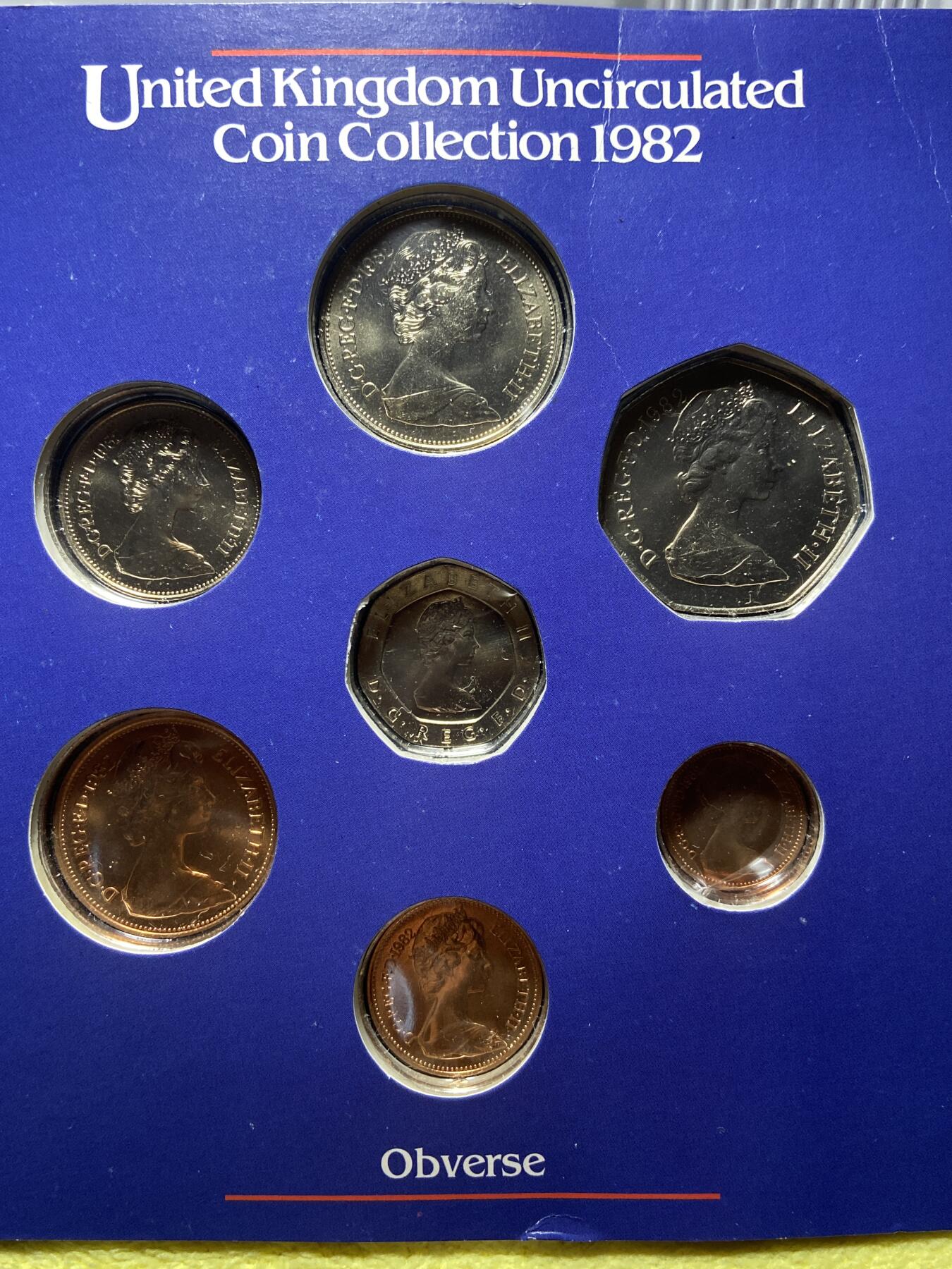 2025年第一百四十五场(总第一百七十一场）高品质英国一线回流散币年末特拍场第二场(免佣金) 英国🇬🇧1982年套币7枚(伊丽莎白二世中年花冠，十进制第二版，首发年仅发行3年)