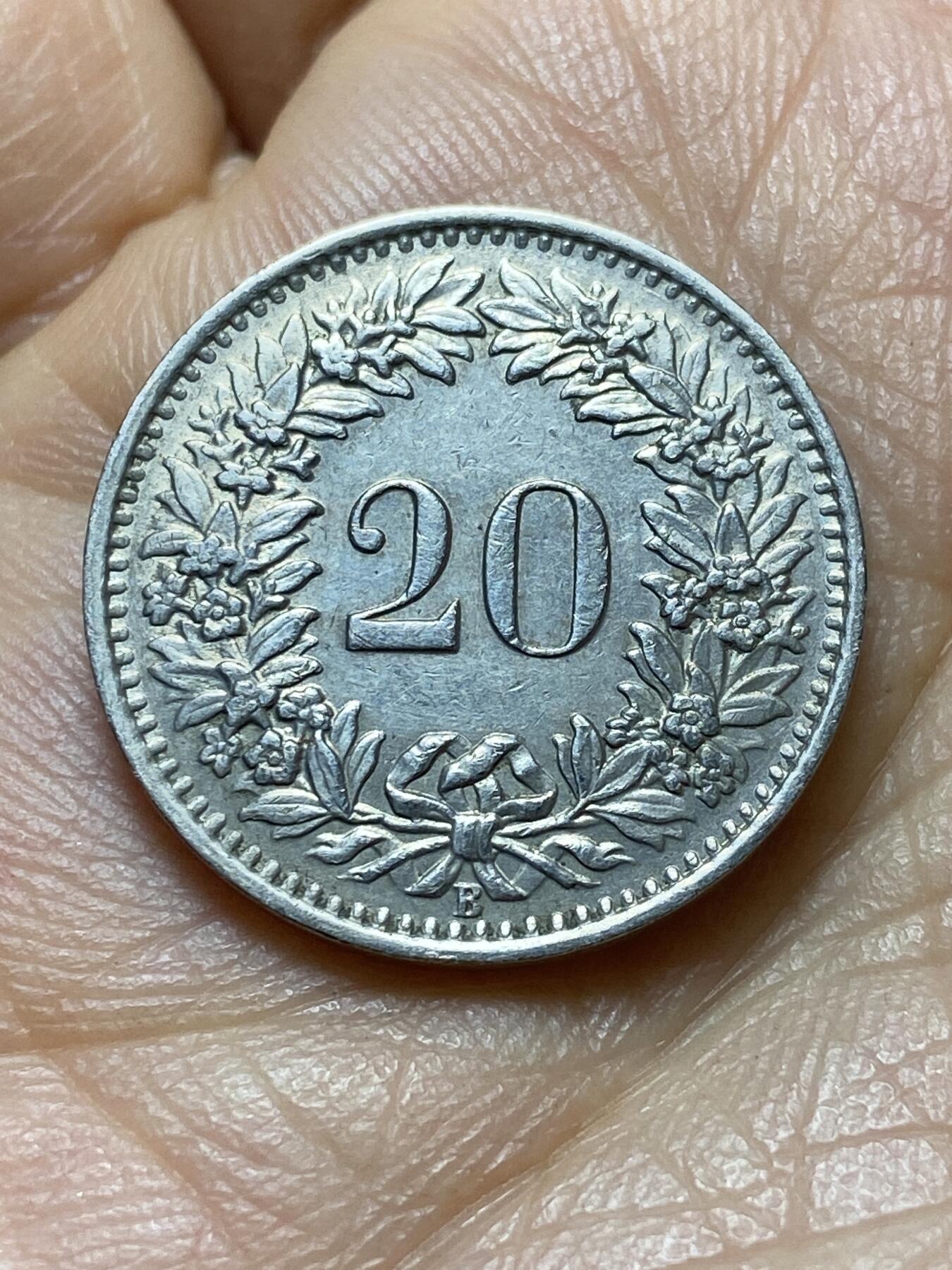 2025年第一百四十五场(总第一百七十一场）高品质英国一线回流散币年末特拍场第二场(免佣金) 少见年份–瑞士🇨🇭1944年20拉彭(第三版，B标伯尔尼造)